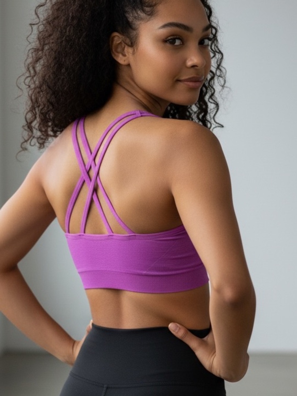 NWT Adrienne Vittadini Magenta Sports Bra w/Strappy Crisscross Back Design Sz.2X - Picture 2 of 5